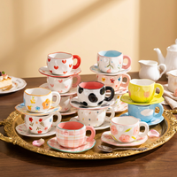 Tasse irrégulière en céramique de luxe léger, motif Cœur de Fille, Fleur et Nœud, compatible micro-ondes, Cadeaux