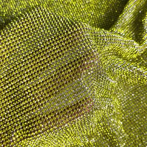 Tissu maille cristal, cuivre Fluorescent, Base en verre, strass scintillant