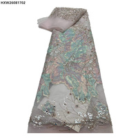 Tissu de dentelle brodée de fleurs de haute qualité, tissu de brocart perlé de luxe, broderie dorée perlée, tissu de dentelle jacquard fleuri pour robes
