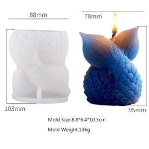 Moldes de Silicona para Velas con Forma de <span class=keywords><strong>Cola</strong></span> de Sirena Oceánica YS, Decoraciones de Yeso para el Hogar, Molde de Fundición, Suministros para Hacer Velas de Aromaterapia - Product Image 6
