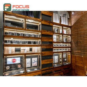 Premium Coffee Merchandise Display Rack Matte <b>Wood</b> Finish Retail Product Zone Bakery Cafe Display Rack - Product Image 1