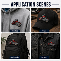 Écusson brodé personnalisé pour moto, badge de motard haute densité, étiquettes thermocollantes pour vestes, jeans, gilets en cuir, marque de vêtements