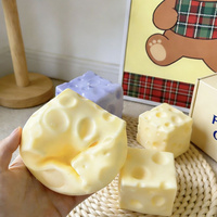 Mainan Squishy Keju TPR dengan Isian Vaseline, Lembut, Mudah Digenggam, Dapat Dibentuk, 3 Ukuran, Tersedia Warna Kuning dan Pink