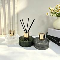 Bouteille d'aromathérapie en verre à rayures plates et rondes, 100 ml, diffuseur transparent, conteneur d'aromathérapie sans flamme pour la maison avec bâtonnets aromatiques