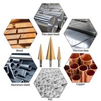 Forets étagés HSS à revêtement titane, à cannelure droite, queue hexagonale, multi-tailles, pour perçage de métaux, bois et plastiques