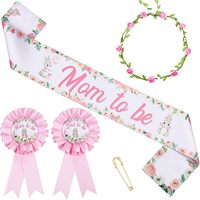 Décorations de fête prénatale Lapin Rose pour Fille, Écharpe de future maman Lapin Floral de Pâques, Épingle de future maman et papa, Couronne de fleurs, Bandeau