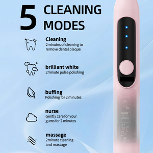 Nouvelle <span class=keywords><strong>brosse</strong></span> à dents électrique sonique alimentée par puce visuelle <span class=keywords><strong>5</strong></span> modes | Indice d'étanchéité IPX8 | Autonomie de la batterie de 30 jours - Product Image 2