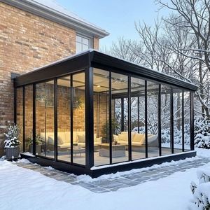Pergola moderne personnalisée, résistante au vent, pour l'extérieur, avec toit plat, véranda en verre, structure en aluminium, autoportante, préfabriquée, <span class=keywords><strong>solarium</strong></span> - Product Image 1