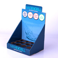 Support d'affichage en carton ondulé monocouche, facile à assembler, recyclable, avec surface chromée, pour présentation sur comptoir de vente au détail