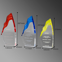 Trophée personnalisé en acrylique multicolore, design flamme, plaque en acrylique transparente, récompenses d'entreprise personnalisées