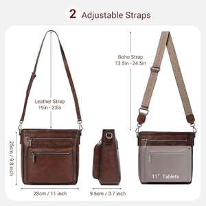 Sac bandoulière en cuir véritable pour femme, couleur unie, style classique, fermeture éclair, durable, usage quotidien, toutes saisons - Product Image 4