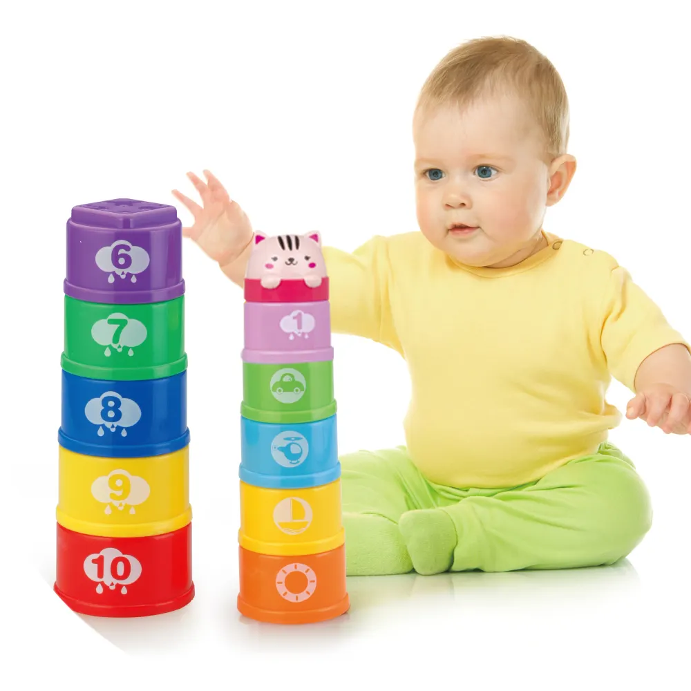 Kids gift educational assemble set childrens plastic bath stacking baby toys cups