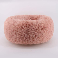 Fabricant, vente en gros, OEM, lits ronds pour chiens et chats en peluche douce rose, gris, noir
