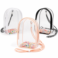 Sac bandoulière mini transparent en PVC à forme arquée, avec sangle réglable, fermeture éclair fluide, forme stable, approuvé pour les stades, pour femmes, OEM, vente en gros