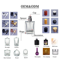 Flacon de parfum portable en verre transparent à fond épais unique avec pompe pulvérisatrice 30ml 80ml, impression sérigraphique, couleurs personnalisées, service OEM ODM