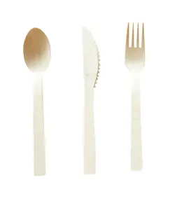 Party Disposable Cutlery Set Eco-friendly Bamboo Wooden Spoons Knife Fork For Ice Cream Cake