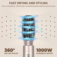 Sèche-cheveux 6-en-1 avec fer à boucler automatique, 60000 tr/min, haute vitesse, ions négatifs, céramique, verrouillage coulissant, styler d'air professionnel