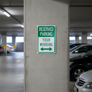 Panneau de stationnement réservé personnalisé en aluminium avec flèche verte/blanche, panneau extérieur durable pour parking <span class=keywords><strong>privé</strong></span>, hôtel et bureau - Product Image 5