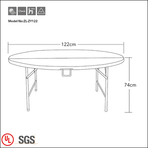 โต๊ะจัดเลี้ยงกลางแจ้งโต๊ะพลาสติก<span class=keywords><strong>4ft</strong></span> ขนาด60นิ้วสีขาวกลมโต๊ะพับสำหรับงานอีเว้นท์ - Product Image 5