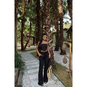 Conjunto de Traje de Lino Negro Henri para Mujer - Product Image 3