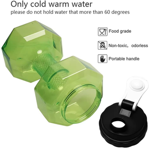 Bouteille d'eau en forme d'haltère remplie d'haltères tasses transparentes bouteille d'eau de sport pour le sport Fitness Gym entraînement hommes femmes - Product Image 5