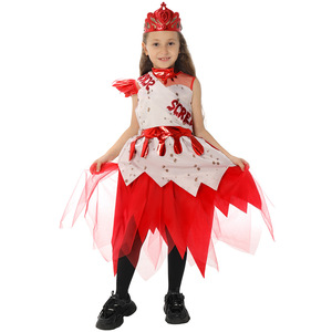 Costume de cosplay d'Halloween pour enfants, costume de performance d'horreur, Ghostface, Reine du sang, Cheerleading, Infirmière, 8-13 ans, polyester - Product Image 4