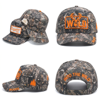 Casquette de baseball de chasse camouflage forestier en gros, broderie orange multi-positions, durable, pour activités de plein air