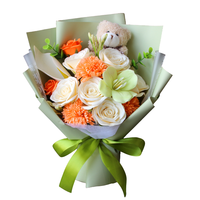 Oso de Jabón Artesanal Ecológico para el Día de San Valentín, Ramo de Flores en Caja de Regalo, con Certificación MSDS, Regalo Romántico