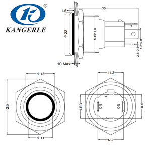 Chinakel 19mm kim loại đẩy nút chuyển đổi thép không gỉ đẩy nút tạm thời đẩy nút chuyển đổi - Product Image 3