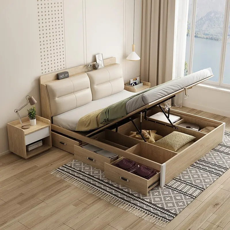 सूर्योदय गर्म बेच नई डिजाइन लकड़ी के बेडरूम सेट राजा आकार लक्जरी सस्ते बेडरूम सेट युगल बेडरूम सेट