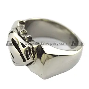 Fashion Movie Jewelry Silver Engraved Superman Symbol Biker Finger Ring