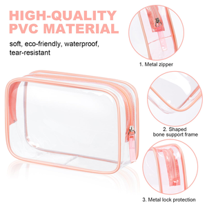 Approved <b>Clear</b> Makeup <b>Bag</b>, Small <b>Clear</b> Cosmetic Pouch for <b>Toiletries</b> Travel <b>Bag</b> for Men and Women - Product Image 2