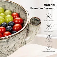Reactieve Glaze Keramische Fruitwasbak met 360° Water Vortex Effect, Automatische Spin, Lui Fruitwasser Zeef voor Keuken & Barista