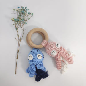 Jouet sensoriel en crochet doux en coton, <span class=keywords><strong>anneau</strong></span> <span class=keywords><strong>de</strong></span> <span class=keywords><strong>dentition</strong></span> <span class=keywords><strong>pieuvre</strong></span>, hochet, écologique, qualité alimentaire, unisexe, coffret cadeau pour bébé, sans BPA - Product Image 6
