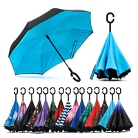 Amazon Custom Logo Printed Double Fabric Windproof Umbrella