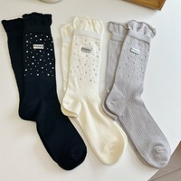 Chaussettes fantaisie mignonnes en strass, style Lolita, à volants et paillettes pour femmes
