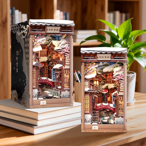 CuteBee 2026 New Design DIY Book Nook BJAA401 Kyoto Snow Whisper 3D Wooden Puzzle DIY Miniature House Gift Decoration