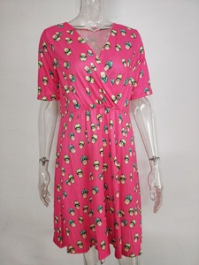 Commercio all'ingrosso di Estate del Vestito Incinta Mezza Manica Floreale Stampato Delle Donne di Modo Allentato Di Maternità Gonne A Maglia Fiori Abiti Fasciatura - Product Image 2