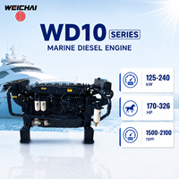 Moteur diesel marin Weichai série WD10C 125-240 kW 170-326 CV 6 cylindres refroidi par eau turbocompressé intercooler pour propulsion de bateau