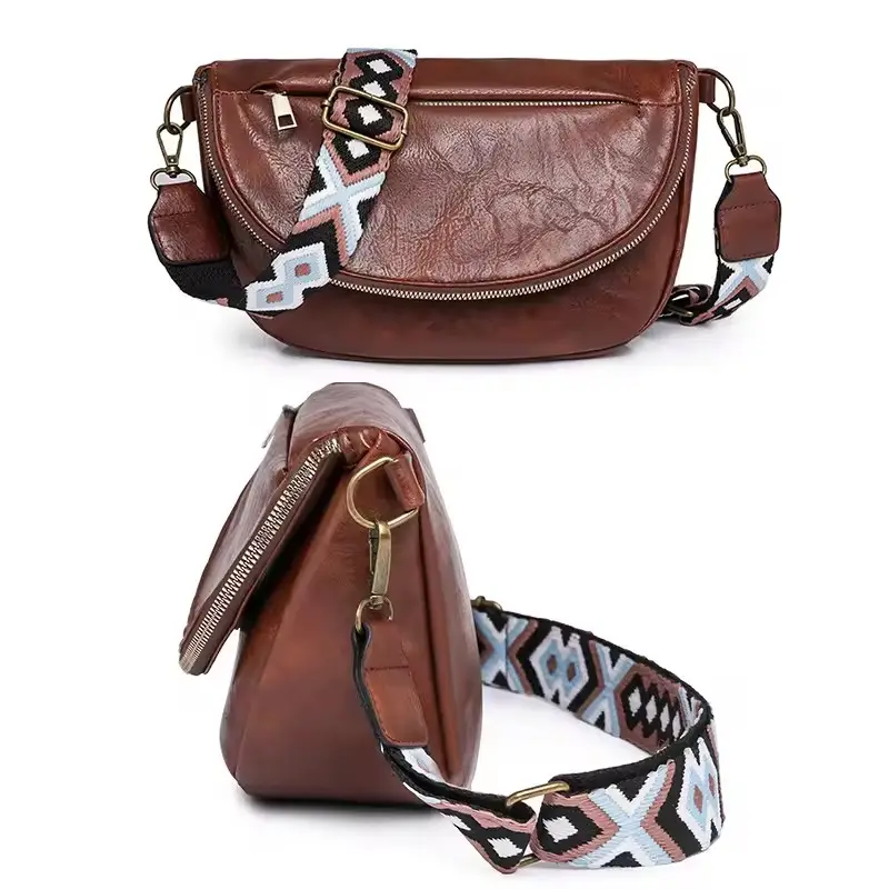 Vintage Leather Chest Bag shoulder bag Casual Crossbody Purse Handbag for Women Leather Handbag Designer Ladies Hobo Purse