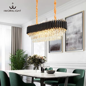 IWork pháp ánh sáng sang trọng Đèn Chùm Pha Lê Vàng đen cao cấp Vòng phòng khách chiếu sáng - Product Image 2