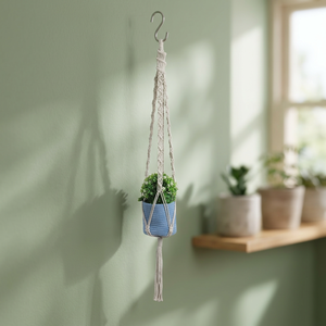Colgador de Macramé Rectangular de Algodón Bohemio, Hecho a Mano, de 2 Niveles, para Plantas, Decoración del Hogar y Sala de Estar - Product Image 3