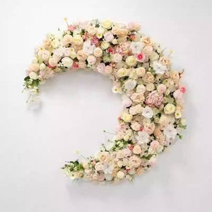 Arche de fleurs artificielles violettes, décoration demi-lune en soie, arche de mariage, toile de fond de fleurs fraîches, décoration de mariage - Product Image 3