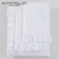 Ensemble de literie HONI pour toutes les saisons, 3 pièces, léger et moelleux, décoration de chambre, microfibre 80 g/m², housse de couette blanche à volants