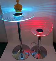 Ensemble de table et tabourets de bar en acrylique lumineux LED moderne, couleur changeante RGB, hauteur réglable en métal, pour boîte de nuit, hôtel, supermarché, salle à manger