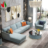 Ensemble de canapé sectionnel en cuir personnalisable et économique, salon complet avec canapé long en tissu et chaise longue pour la maison, le salon, l'appartement, meubles