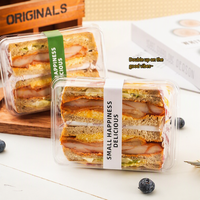 Boîte à sandwich en plastique PET recyclable transparente avec séparateur, 100 pièces, contenants alimentaires jetables divisés pour gâteaux, boulangerie, à emporter
