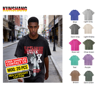 T-shirt vierge en coton épais délavé à l'acide, imprimé personnalisé avec strass, streetwear homme, coupe oversize, imprimé animal, vintage, haute qualité