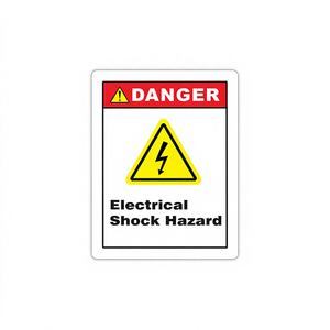 Panneau d'avertissement de danger de choc électrique - Autocollant adhésif imperméable avec finition mate pour usage industriel - Product Image 1