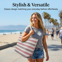 Sac fourre-tout de plage personnalisé Royal Fair, sacs à bandoulière classiques avec poignée, sac fourre-tout en toile rayé haute capacité pour le shopping et la plage